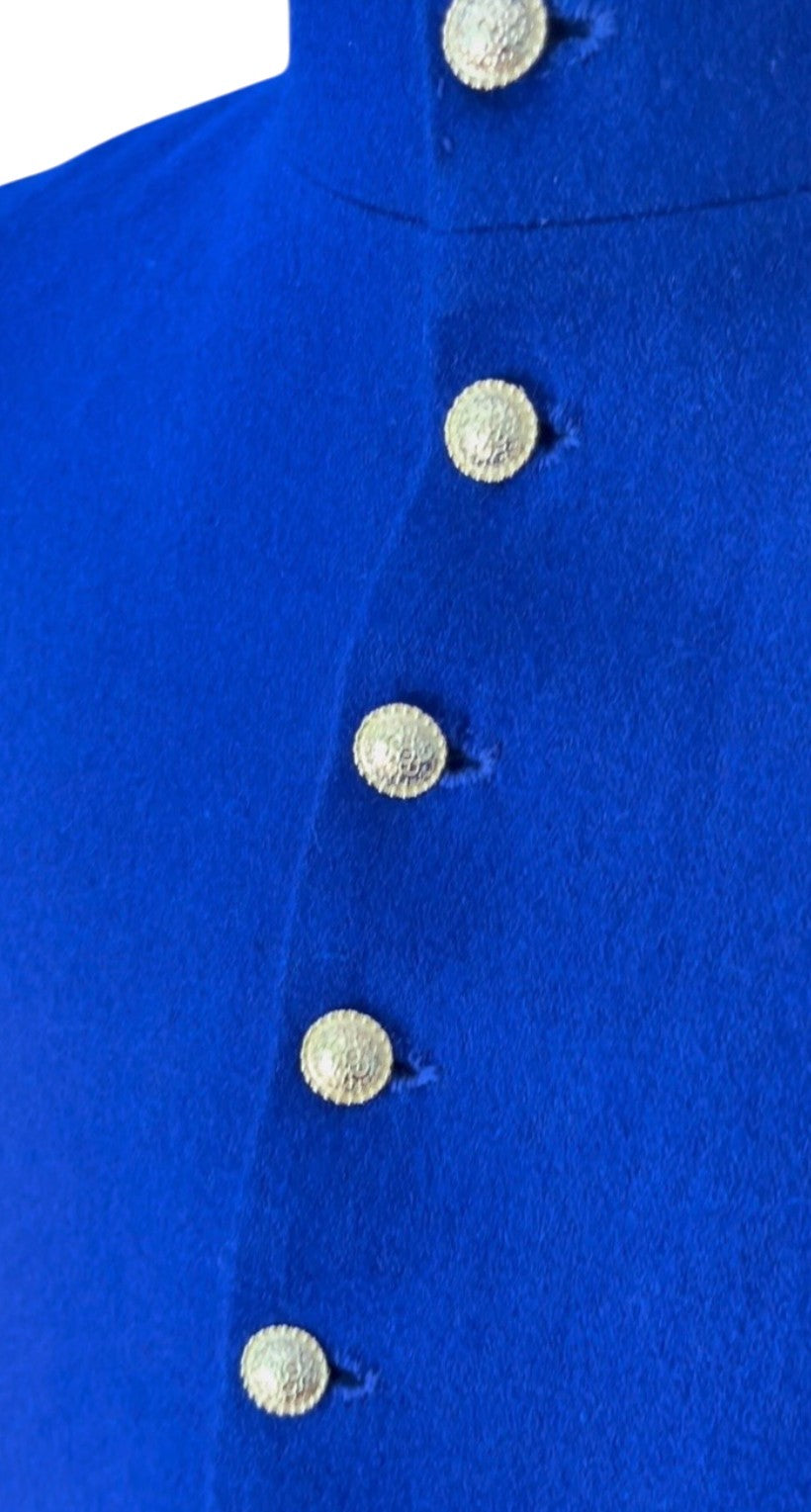 Cotte d'Hallie en mélange laine-polyester, entièrement doublée en ramie. Inspirée des XIVᵉ et XVᵉ siècles et fabriquée au Québec par L'atelier de la Crevette.