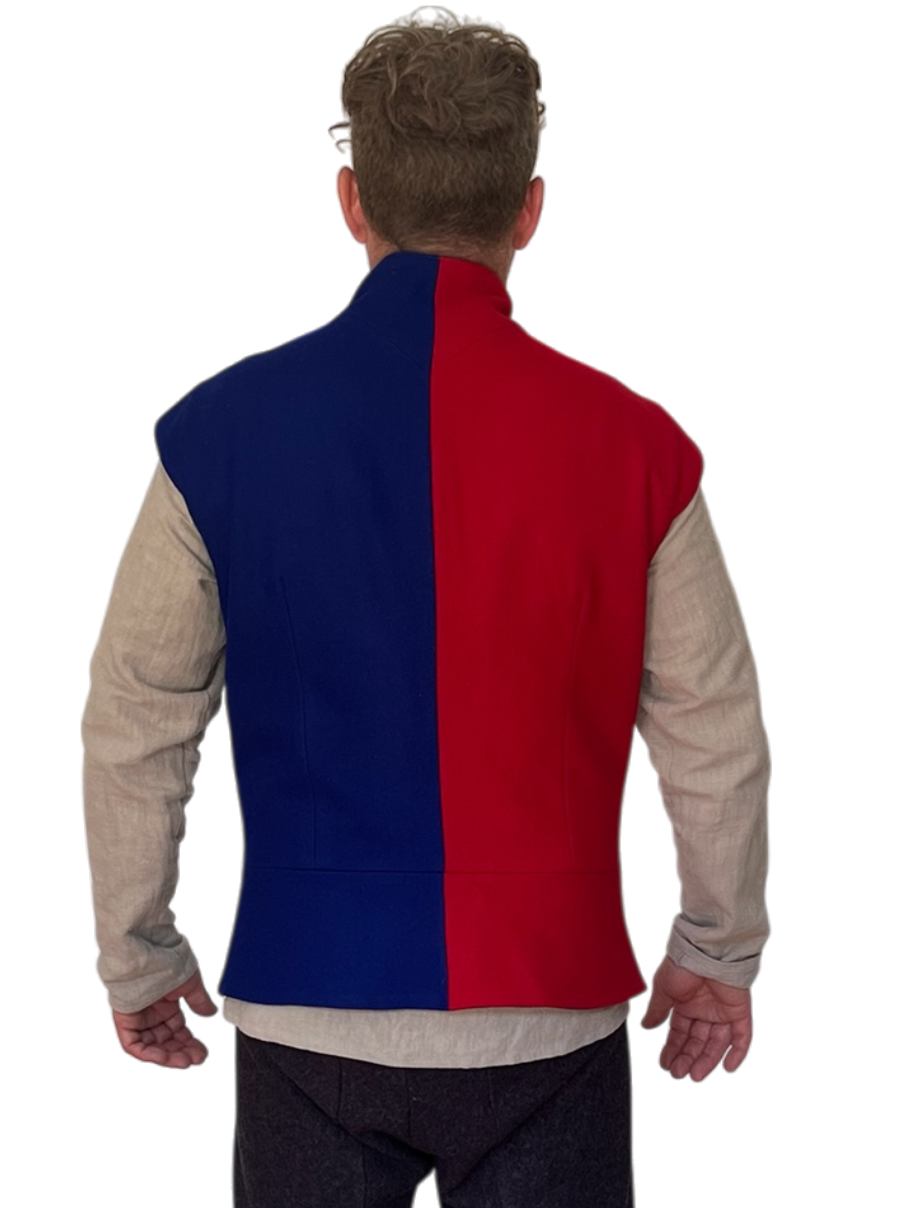 Doublet médiéval en laine-viscose doublé de ramie avec œillets métalliques modernes et lacet de cuir. Fabrication artisanale au Québec.
