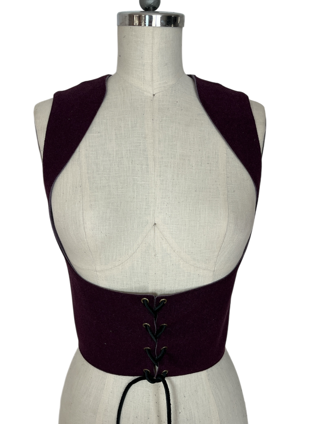 L’Atelier de la Crevette | Cuir et costumes médiévaux d’inspiration historique et fantastique | Bustier en laine doublé en ramie | Vêtement médiéval pour femme