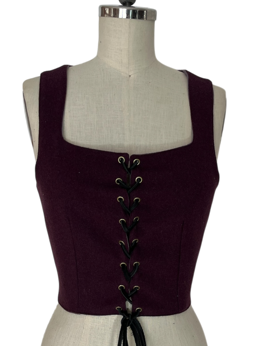 L’Atelier de la Crevette | Cuir et costumes médiévaux d’inspiration historique et fantastique | Bustier en laine doublé en ramie | Vêtement médiéval pour femme
