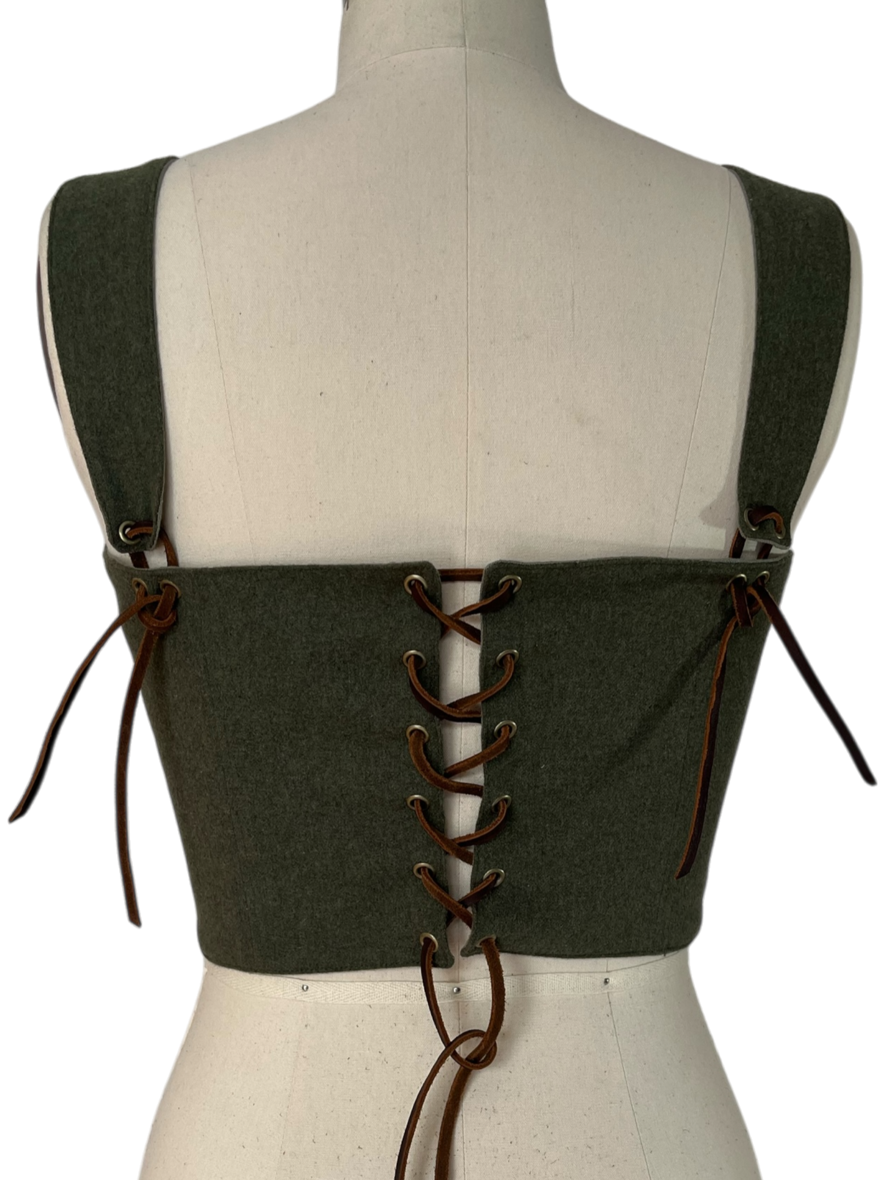 L’Atelier de la Crevette | Cuir et costumes médiévaux d’inspiration historique et fantastique | Bustier en laine doublé en ramie | Vêtement médiéval pour femme