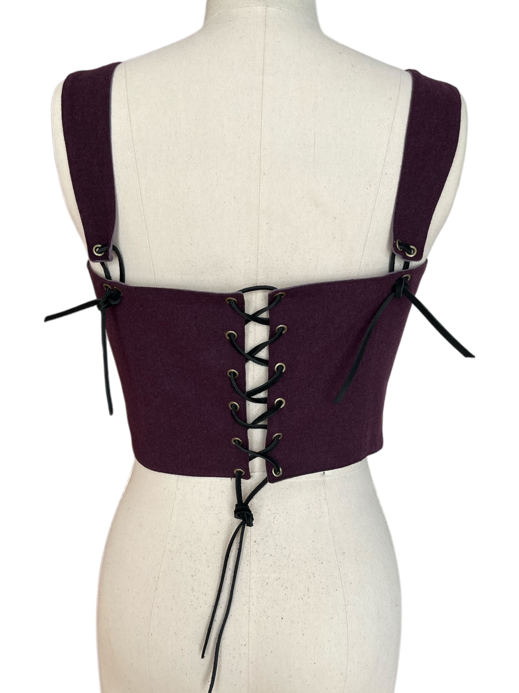L’Atelier de la Crevette | Cuir et costumes médiévaux d’inspiration historique et fantastique | Bustier en laine doublé en ramie | Vêtement médiéval pour femme