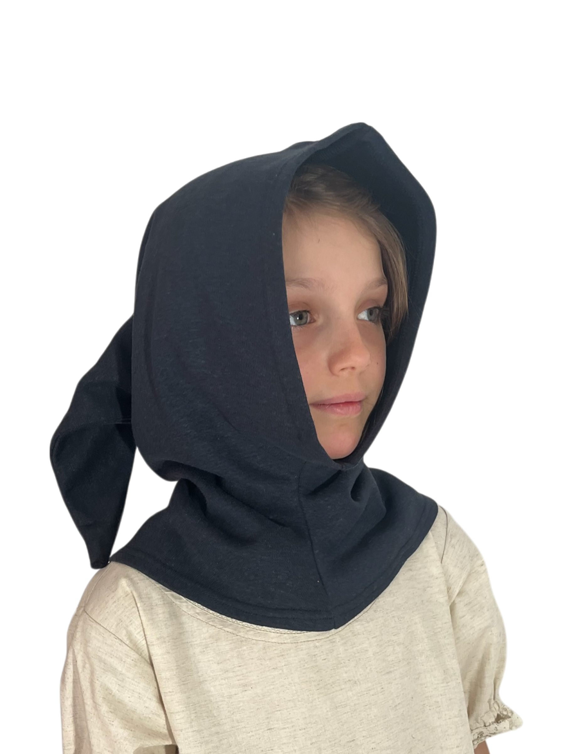 L’Atelier de la Crevette | Cuir et costumes médiévaux d’inspiration historique et fantastique | Chaperon pour enfant en chanvre | Vêtement médiévale pour enfant