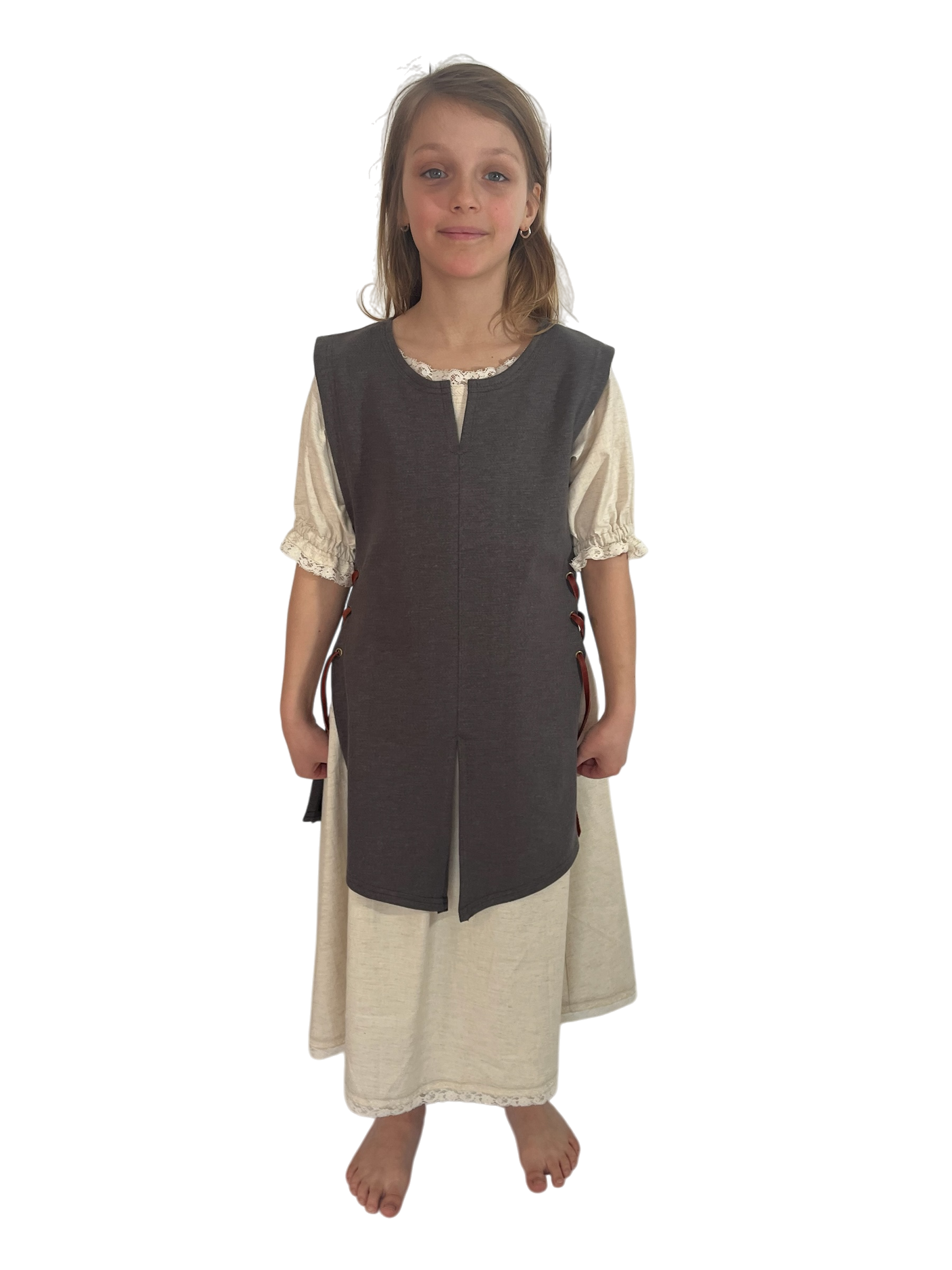 L’Atelier de la Crevette | Cuir et costumes médiévaux d’inspiration historique et fantastique | Surcot pour enfant en chanvre | Vêtement médiévale pour enfant