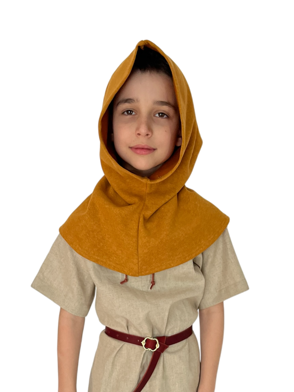 L’Atelier de la Crevette | Cuir et costumes médiévaux d’inspiration historique et fantastique | Chaperon pour enfant en chanvre | Vêtement médiévale pour enfant