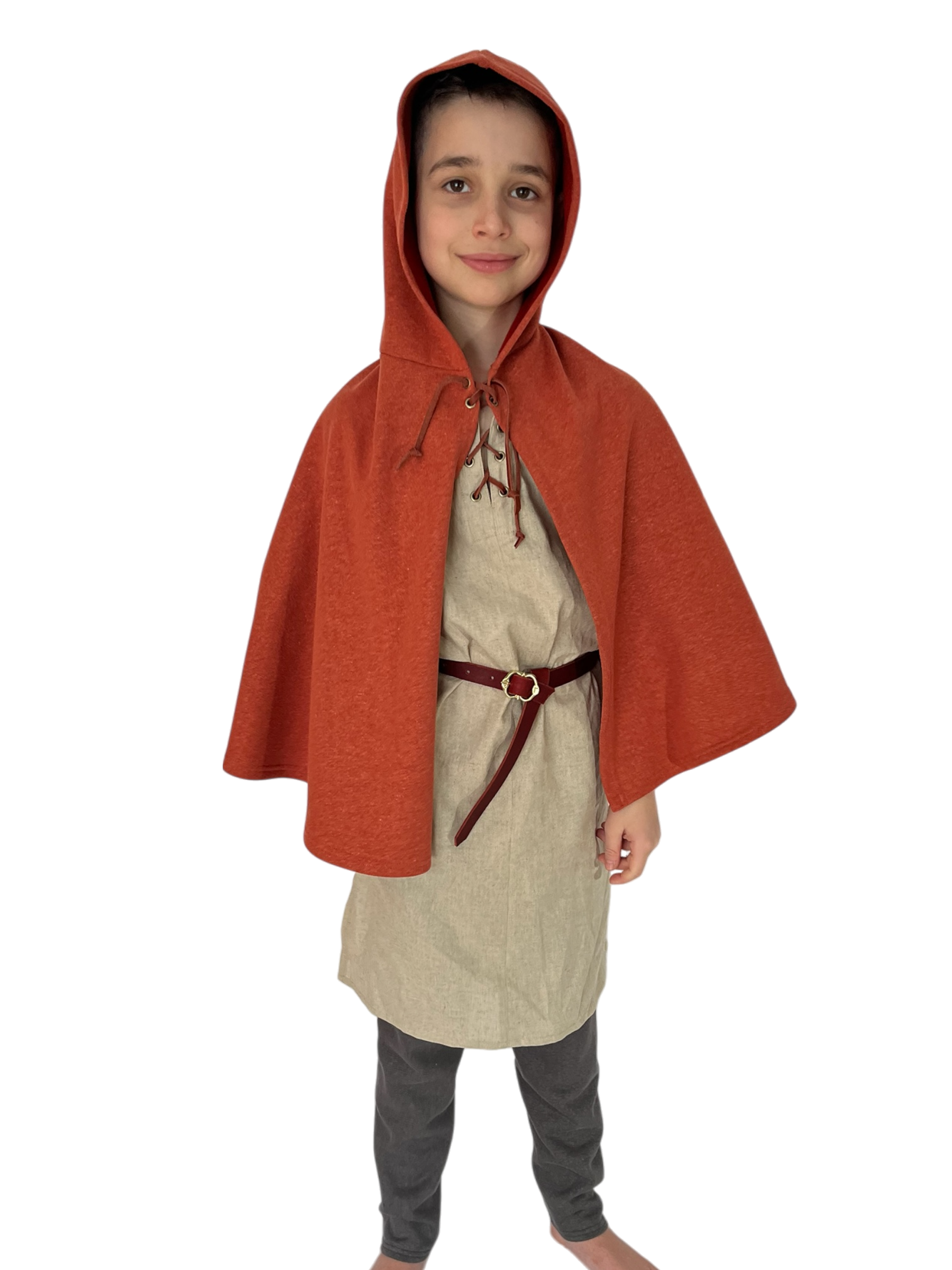 L’Atelier de la Crevette | Cuir et costumes médiévaux d’inspiration historique et fantastique | Cape pour enfant en chanvre | Vêtement médiévale pour enfant