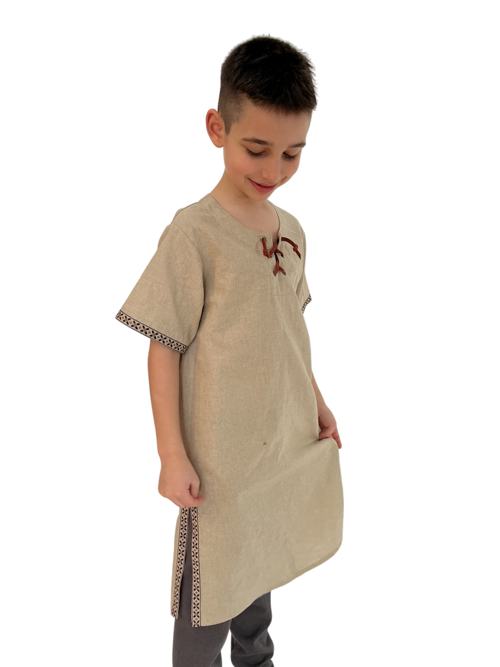 L’Atelier de la Crevette | Cuir et costumes médiévaux d’inspiration historique et fantastique | Tunique de lin | Vêtement médiévale pour enfant