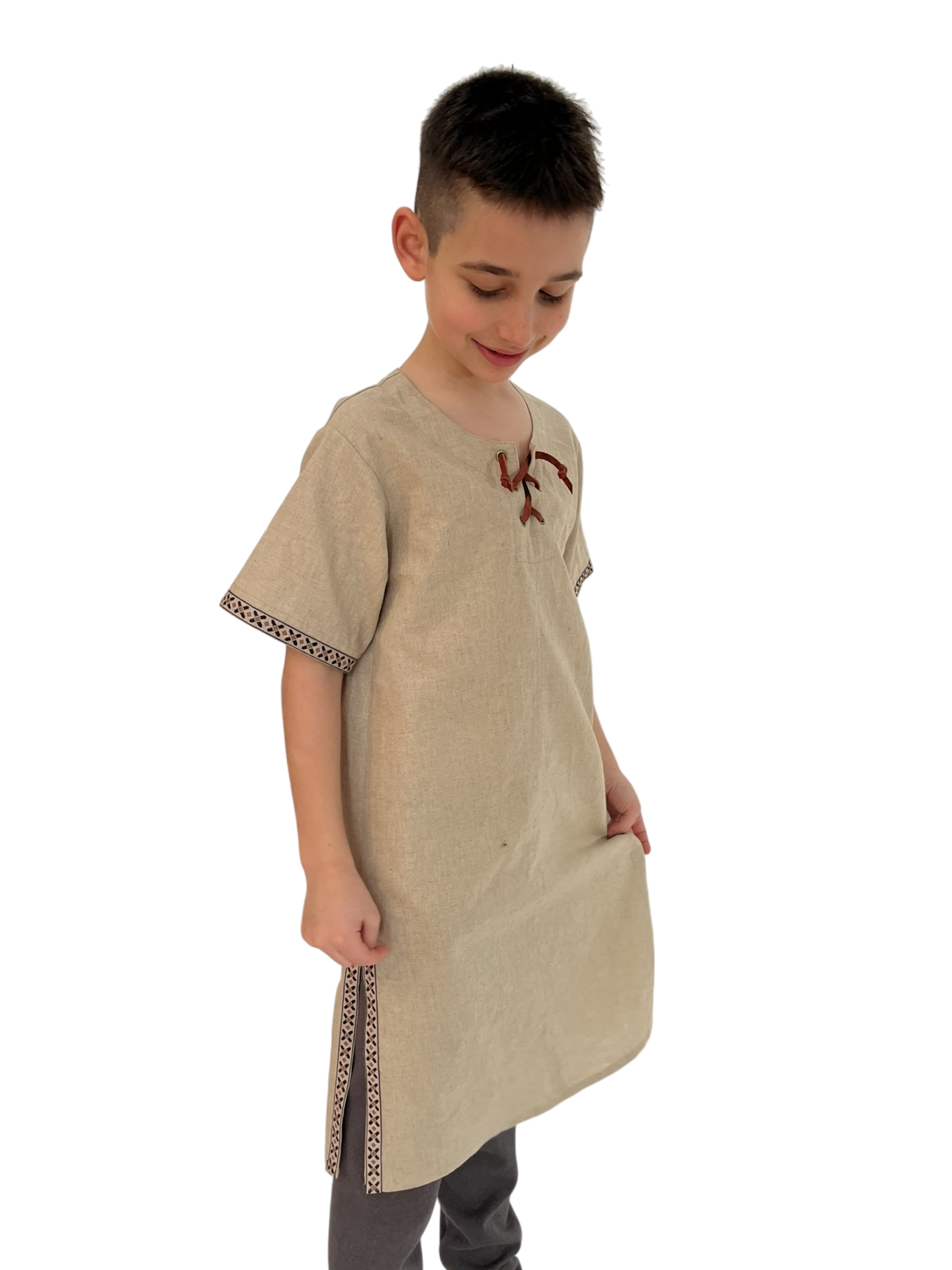 L’Atelier de la Crevette | Cuir et costumes médiévaux d’inspiration historique et fantastique | Tunique de lin | Vêtement médiévale pour enfant