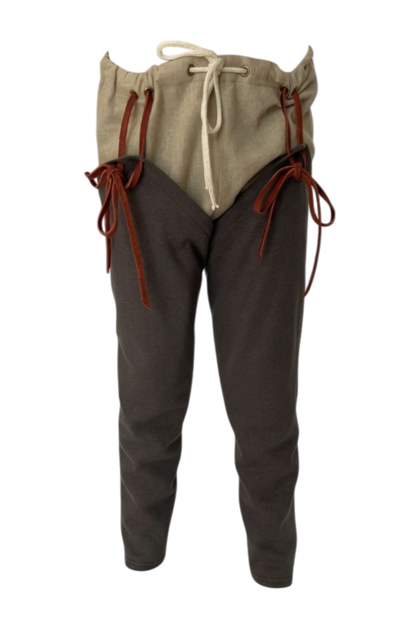 L’Atelier de la Crevette | Cuir et costumes médiévaux d’inspiration historique et fantastique | Chausse en chanvre et braie en lin pour enfant | Vêtement médiévale pour enfant