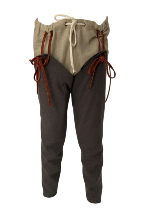 L’Atelier de la Crevette | Cuir et costumes médiévaux d’inspiration historique et fantastique | Chausse en chanvre et braie en lin pour enfant | Vêtement médiévale pour enfant
