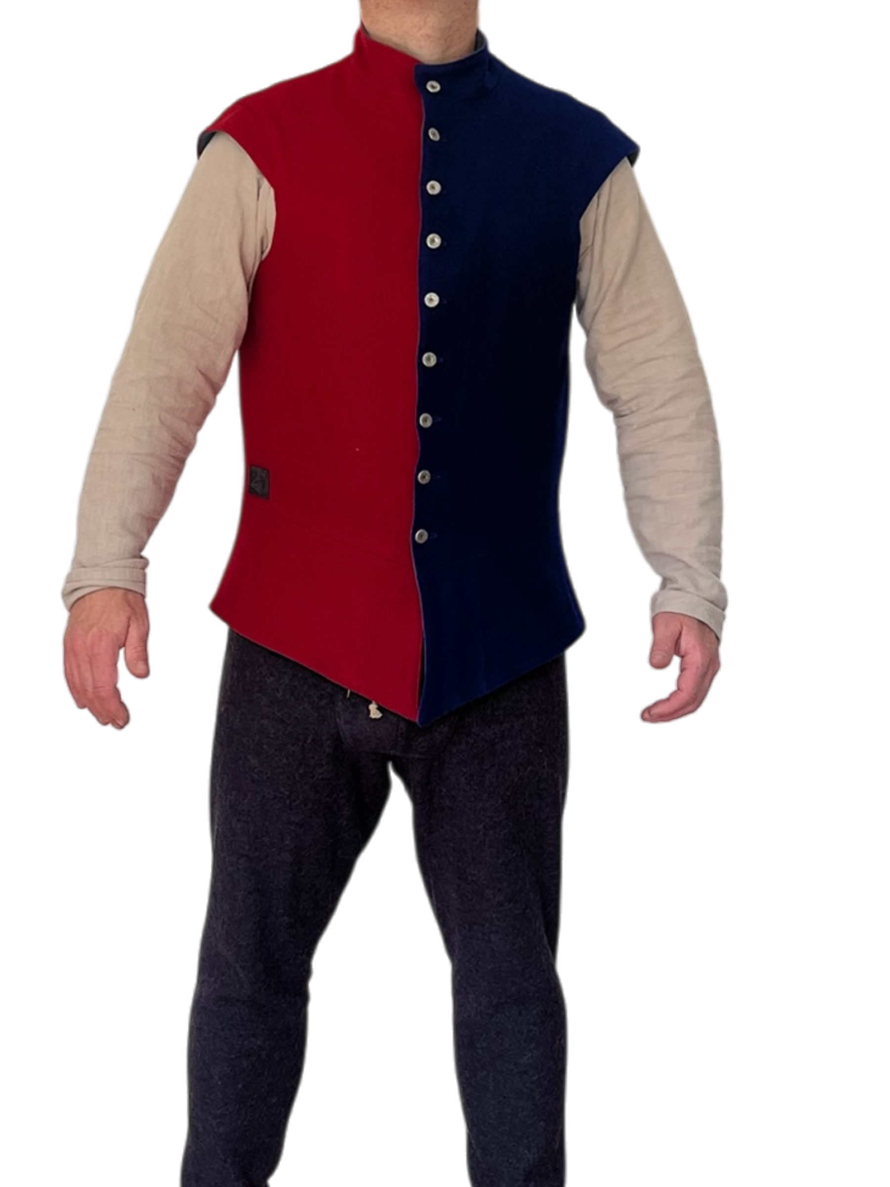 Doublet du Morse en laine-viscose, doublé en ramie, avec boutons métalliques et boutonnières réalisées à la machine. Fabriqué au Québec.